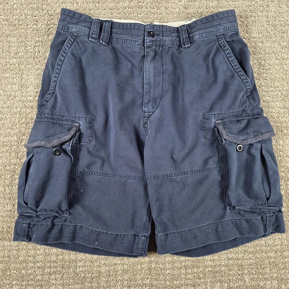 Vintage Polo Ralph Lauren Cargo Shorts Mens 34 Navy Blue Gellar Canvas 90s Y2k